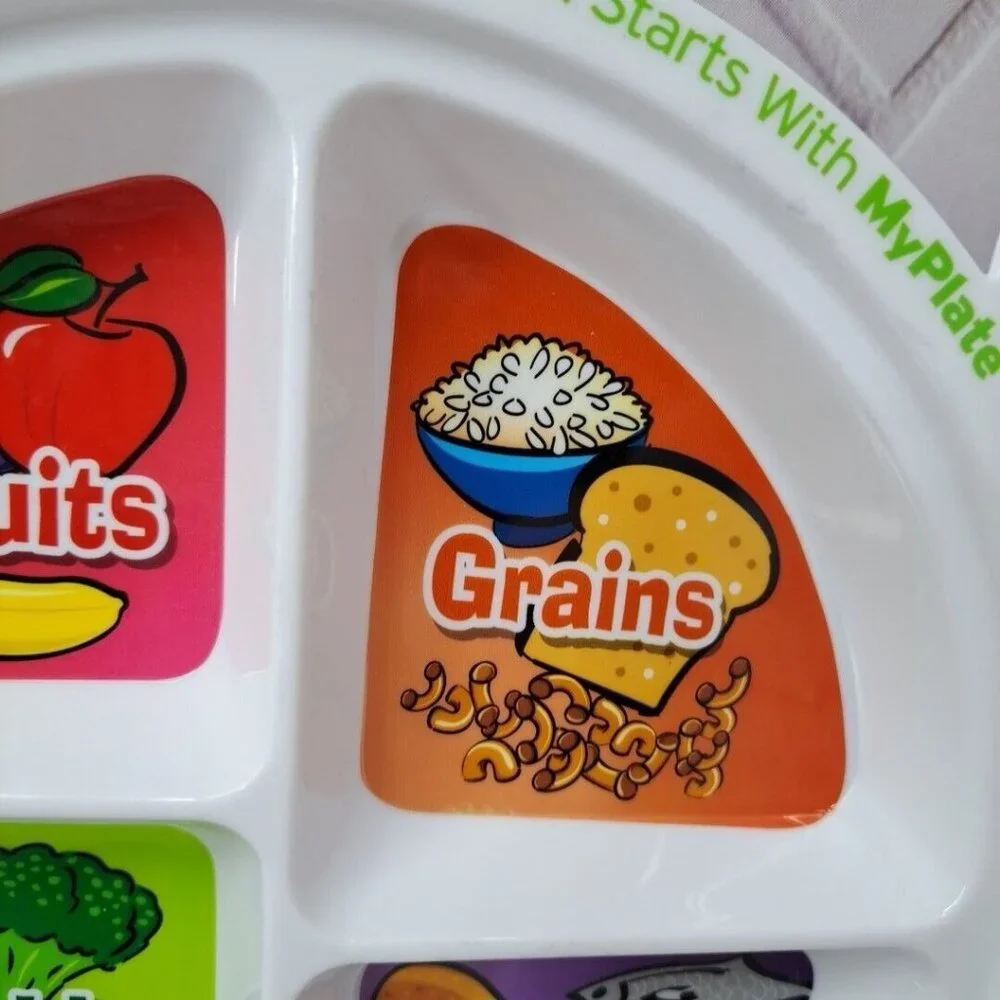 Kids‎ Good Nutrition Plastic 5 Sections Divided Plate BPA Free, Microwave Safe
